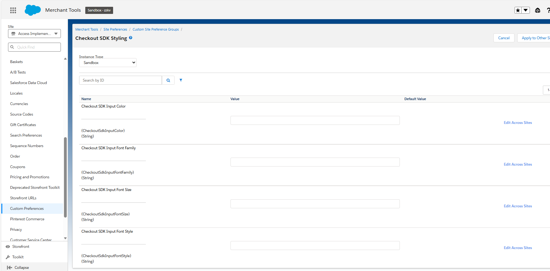 Checkout SDK styling page screenshot