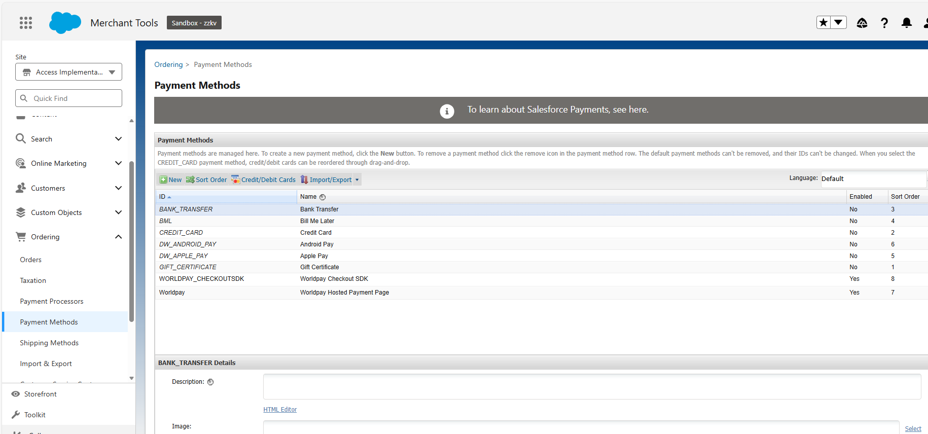 Payment Methods page screenshot