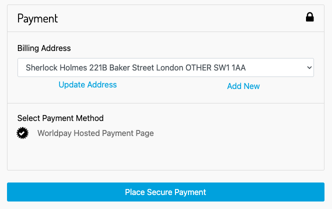 Payment section screenshot